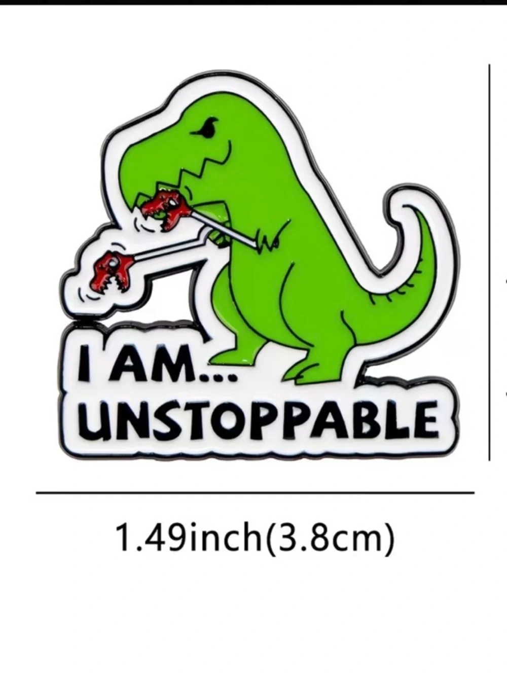 Green 'I Am Unstoppable' Reptile Enamel Pin - Picture 3 of 3